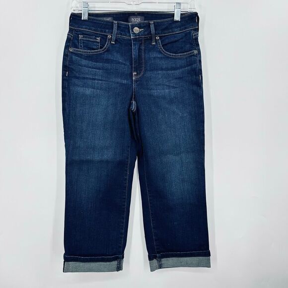 NYDJ Not Your Daughters Jeans Crop Blue Marilyn Straight Womens SIZE 2 Slimming - Picture 1 of 8